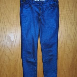 Girls 10 metalic shiny blue skinny jeans